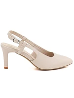 Lodičky na jehlovém podpatku bez podpatku lakované béžové Sergio Leone SK157