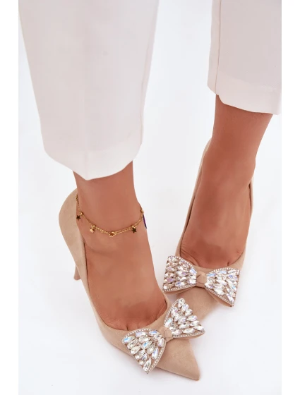 Lodičky s mašličkou a krystaly Béžové Marivine Lodičky s mašličkou a krystaly Béžové Marivine