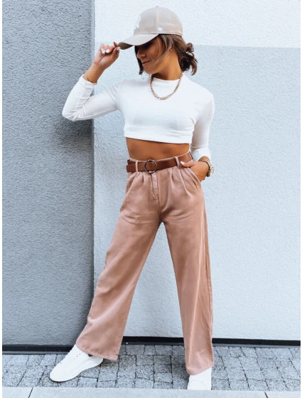 Dámské kalhoty s širokými nohavicemi camel Dstreet model 21971225 - FashionStreet