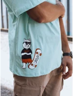 Pánské tyrkysové tričko s potiskem Dstreet model 21975498 - FashionStreet
