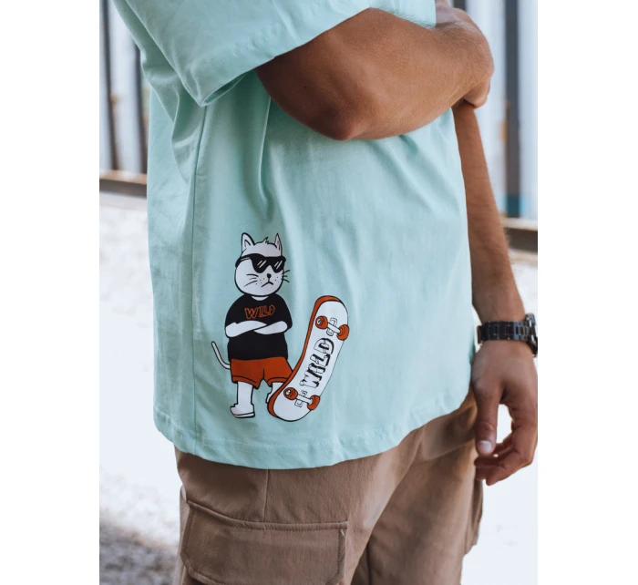 Pánské tyrkysové tričko s potiskem Dstreet model 21975498 - FashionStreet