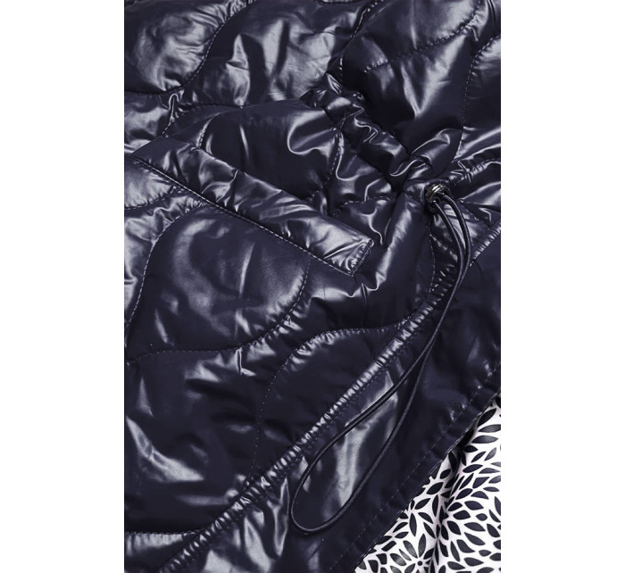 Tmavomodrá dámska bunda s ozdobnou podšívkou (BH2182)