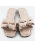 Béžové dámské pantofle s mašlí model 17360278 Béžové dámské pantofle s mašlí model 17360278