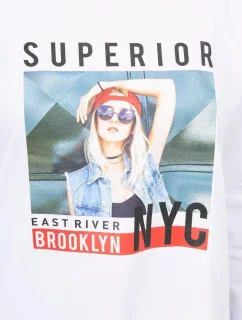 Halenka s potiskem model 18744202 bílá - K-Fashion