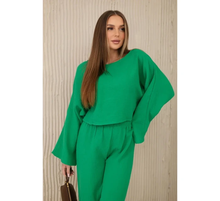 Mušelínová blúzka + nohavice zelená Mušelínová blúzka + nohavice zelená