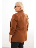 Dámská saka Plus Size bez zapínání s podšívkou model 21468642 hnědá - K-Fashion Dámská saka Plus Size bez zapínání s podšívkou model 21468642 hnědá - K-Fashion