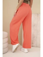 Mušelínové nohavice so širokými nohavicami malinová