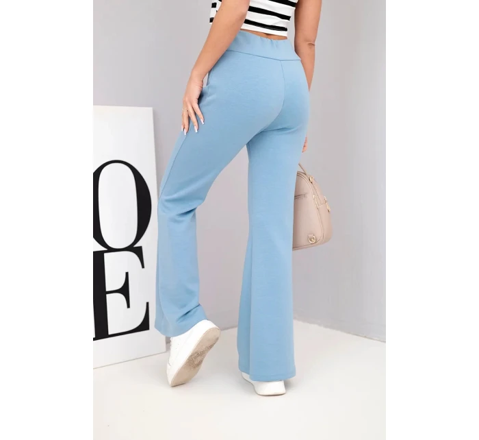 Dámske motýlie nohavice s rozšírenými nohavicami modré