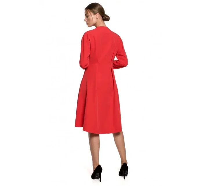 Asymetrické vypasované šaty S280 červené - Stylove