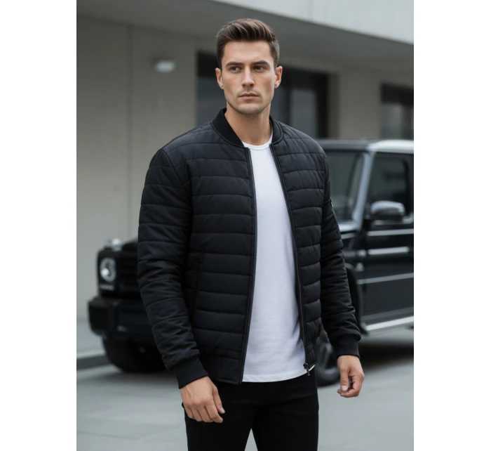 Pánská prošívaná bunda bomber černá model 21962023 - FashionStreet