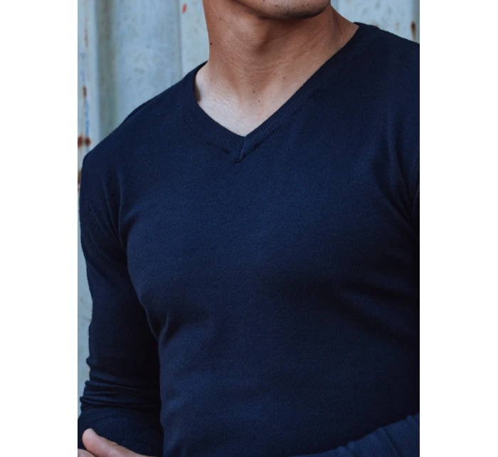 Pánský hladký tmavě modrý svetr s výstřihem Dstreet model 21979992 - FashionStreet Pánský hladký tmavě modrý svetr s výstřihem Dstreet model 21979992 - FashionStreet