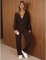 Dámská sada z kordového svetru a kalhot v čokoládové barvě FashionStreet AY1241 Dámská sada z kordového svetru a kalhot v čokoládové barvě FashionStreet AY1241