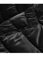 Čierna krátka lesklá dámska bunda (B8090-1)