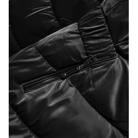 Krátka čierna lesklá dámska bunda (B8090-1)