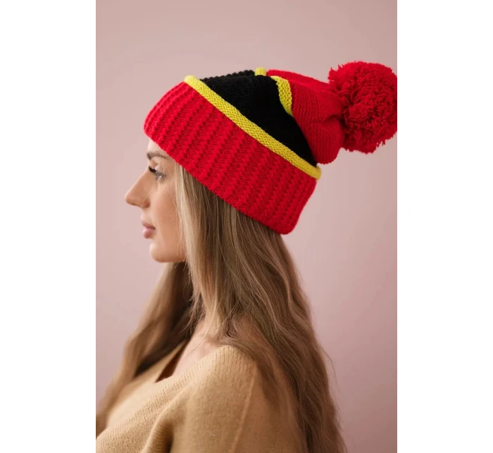 Dámska čiapka Kinga K297 červená+kiwi+čierna