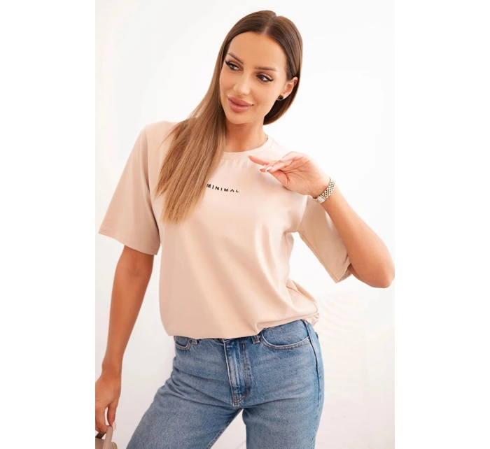 Dámska bavlnená blúzka s potlačou Minimal beige Dámska bavlnená blúzka s potlačou Minimal beige