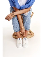 Damskie Skórzane Tenisówki BIG STAR BB274211 Biało Granatowe Damskie Skórzane Tenisówki BIG STAR BB274211 Biało Granatowe