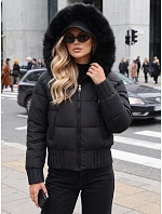 Dámska zimná prešívaná bunda s kožušinou, čierna, FashionStreet TY5828 Dámska zimná prešívaná bunda s kožušinou, čierna, FashionStreet TY5828