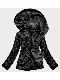 Čierna prešívaná dámska bunda s kapucňou (LY-01)