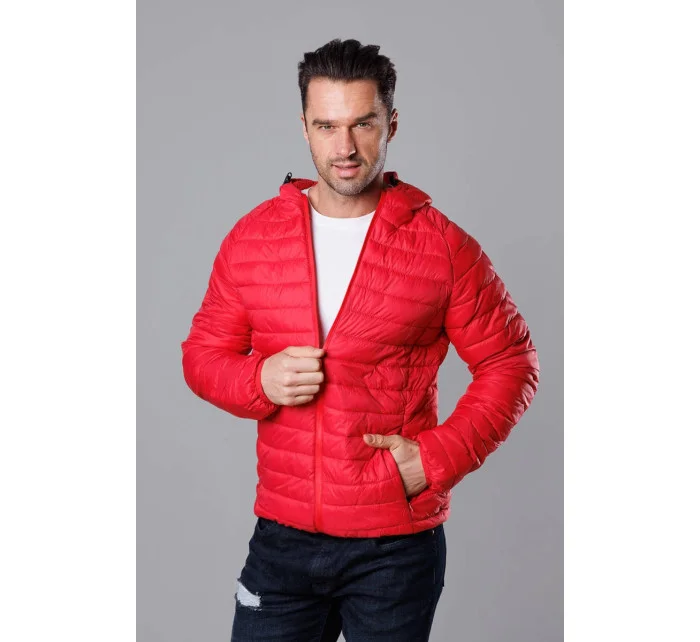Červená pánska prešívaná bunda s kapucňou (HM112-5) Červená pánska prešívaná bunda s kapucňou (HM112-5)