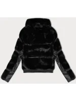 Černá krátká kožešinová bunda s límcem model 21247787 - J.STYLE