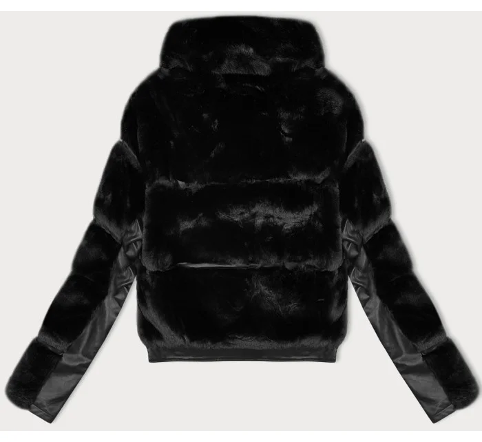 Černá krátká kožešinová bunda s límcem model 21247787 - J.STYLE