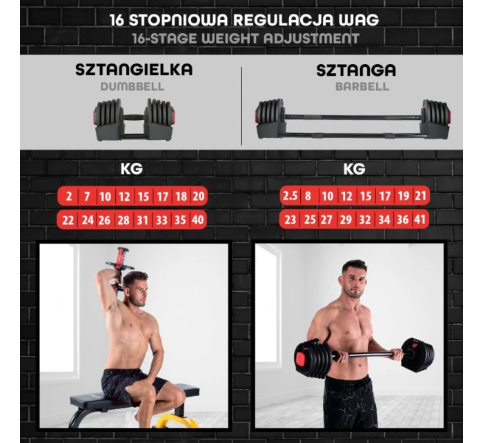 HMS SGR40 PRO SET 2v1 nastaviteľná sada činiek 43,5 kg HMS SGR40 PRO SET 2v1 nastaviteľná sada činiek 43,5 kg