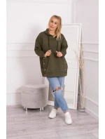 Zateplená mikina se zapínáním na druky khaki