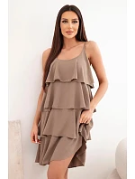 Dámske šaty bez ramienok s volánikmi mini fango