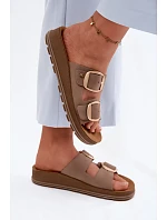 Kožené pantofle s pásky Maciejka P7537-04 Béžové