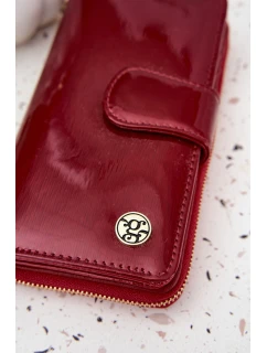 Lakovaná dámska kabelka so zlatými detailmi Evlinne - červená