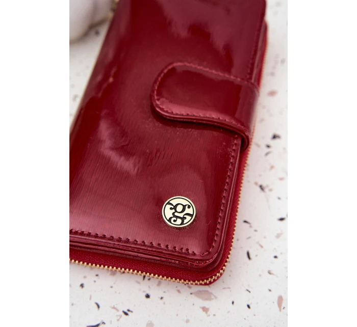 Lakovaná dámska kabelka so zlatými detailmi Evlinne - červená