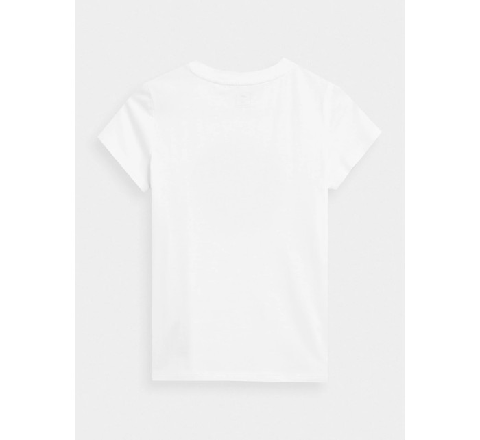 Dievčenské tričko s potlačou 4FJSS23TTSHF388-10S biele - 4F