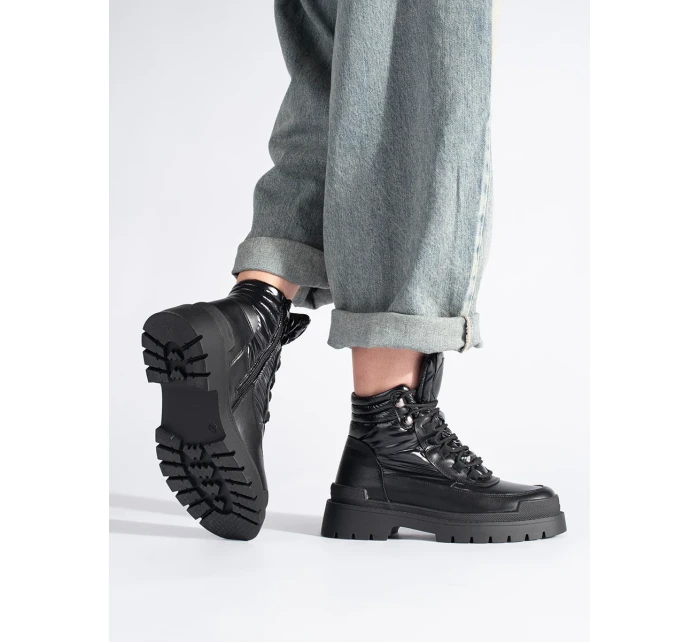 Moderní dámské kotníčkové boty černé platforma Moderní dámské kotníčkové boty černé platforma
