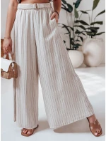 Dámské široké kalhoty s páskem beige Dstreet model 21988976 - FashionStreet Dámské široké kalhoty s páskem beige Dstreet model 21988976 - FashionStreet