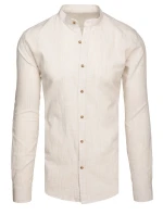 Pánská košile s dlouhými rukávy a stojáčkem ve světle béžové barvě Dstreet model 21989445 - FashionStreet