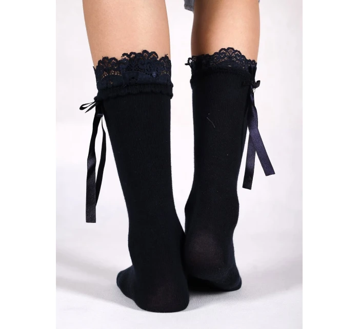 YOCLUB SKA-0163G Dievčenské podkolienky s mašľou 31-34