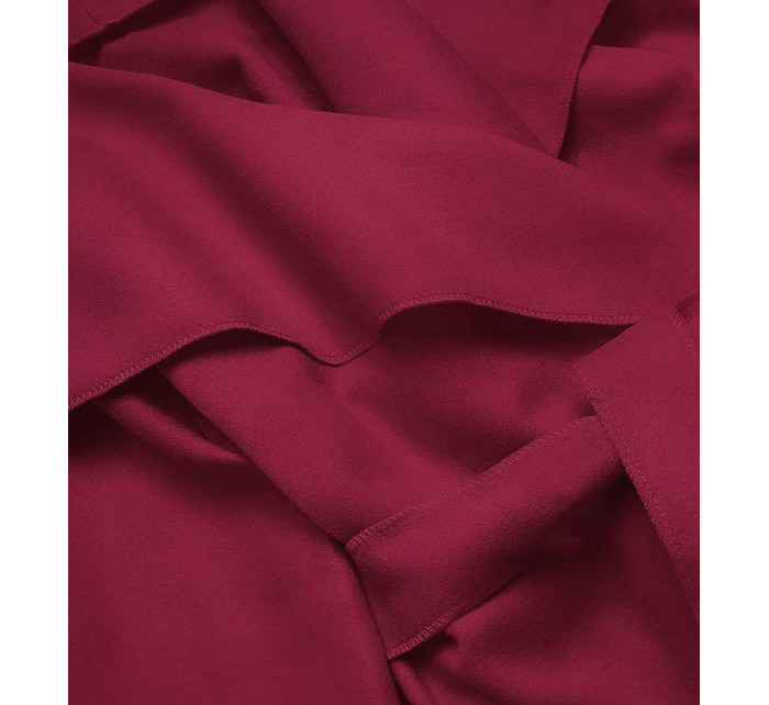 Minimalistický dámsky kabát v tlmenej červenej farbe (747art)