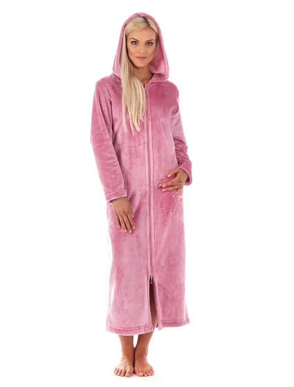 Dámsky župan Siena s kapucňou na zips 3656 Old Pink - Vestis
