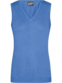 JN 656 Dámská svetrová vesta s výstřihem do V  blue model 22487743 - Daiber