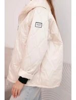 Dámska jarná prešívaná bunda s kapucňou a zipsom béžová