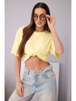 Dámská bavlněná basic halenka s krátkým rukávem žlutá