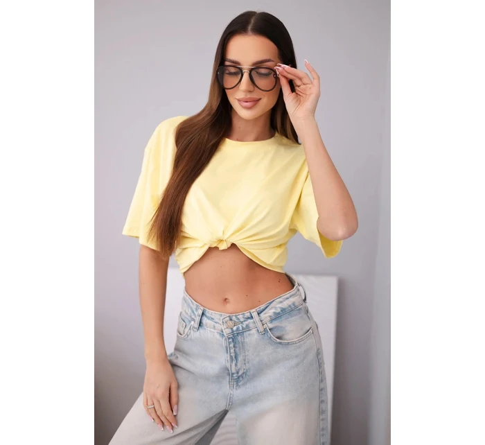 Dámská bavlněná basic halenka s krátkým rukávem žlutá