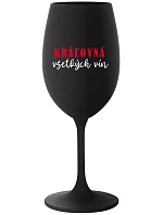 QUEEN OF ALL WINE - čierny pohár na víno 350 ml