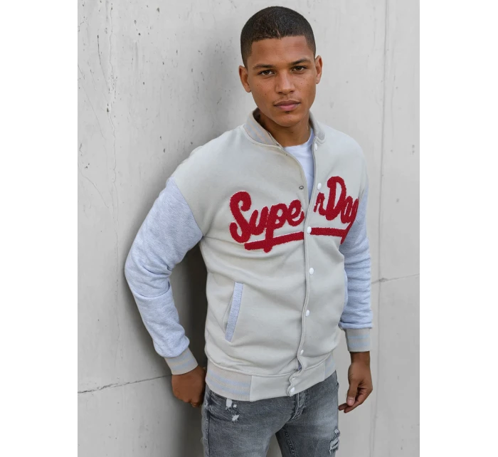 Pánska mikina na zips v ecru farbe FashionStreet BX5445