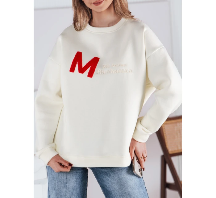 Dámska oversize mikina AVENUE ecru FashionStreet BY1353