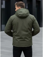 Pánska zimná bunda s kapucňou zelená FashionStreet TX5118 Pánska zimná bunda s kapucňou zelená FashionStreet TX5118