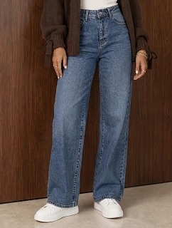 Jeansy damskie wide leg z wysokim stanem niebieskie model 22394667 - FashionStreet