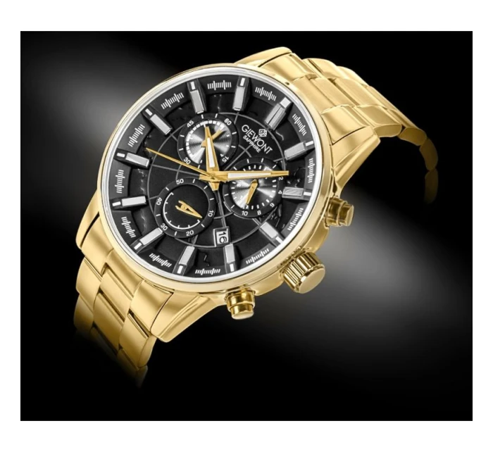 Pánské hodinky Chronograph Sapphire Gold Black model 21807517 - Giewont Pánské hodinky Chronograph Sapphire Gold Black model 21807517 - Giewont