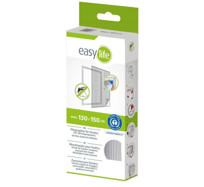 MOSKYTIÉRA NA OKNO 130X150 BIELY POLYESTER + PÁSIK NA SUCHÝ ZIPS